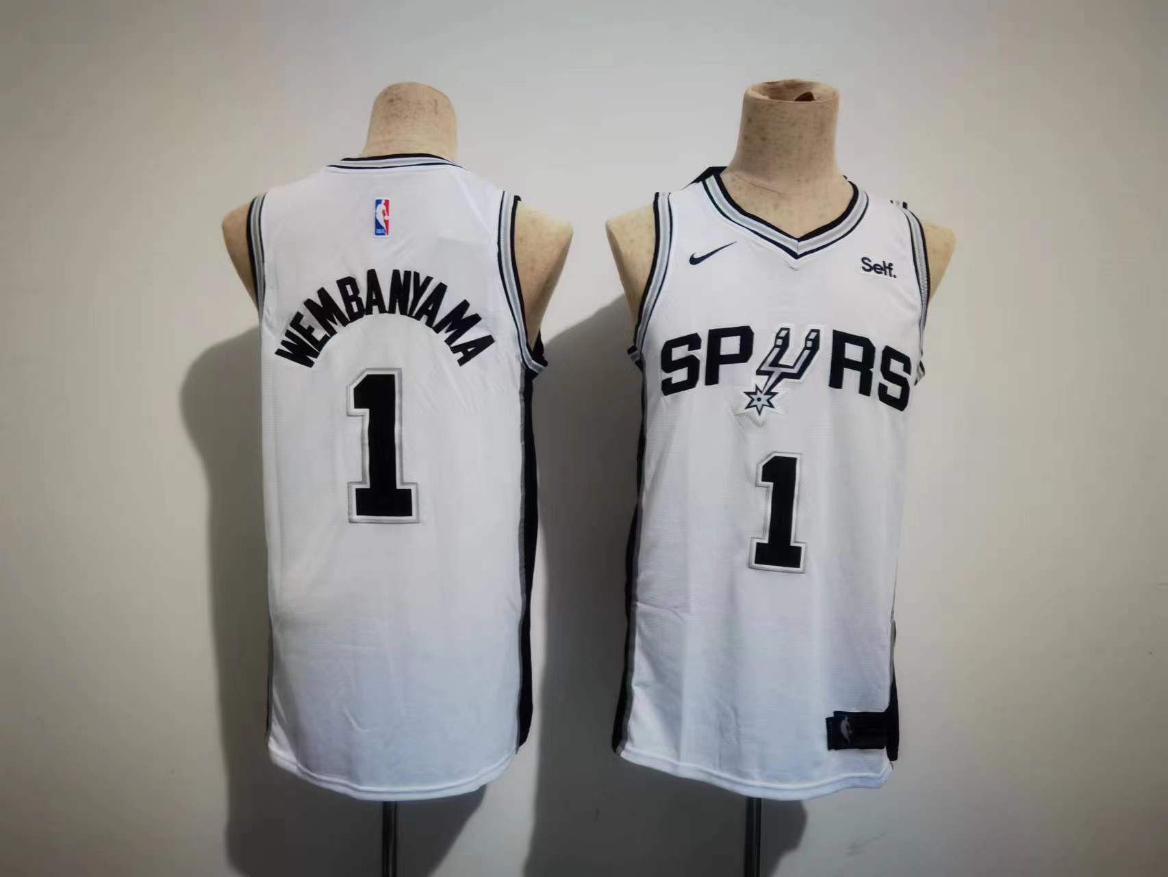 Men San Antonio Spurs 1 Wembanyama White Game 2023 NBA Jersey